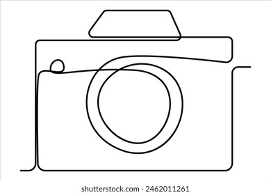 continuous single line drawing Line art of retro photo camera icon Vector illustration
