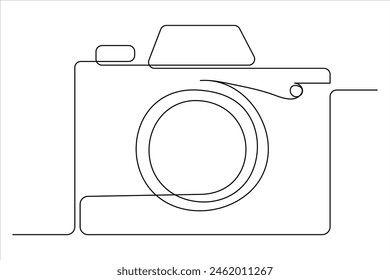 continuous single line drawing Line art of retro photo camera icon Vector illustration
