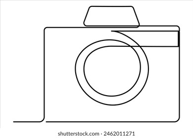 continuous single line drawing Line art of retro photo camera icon Vector illustration
