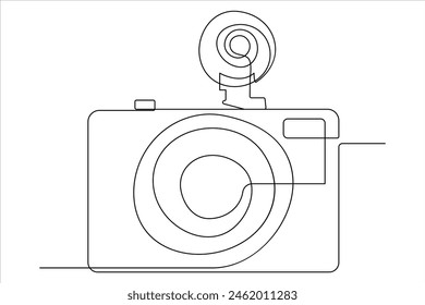 continuous single line drawing Line art of retro photo camera icon Vector illustration
