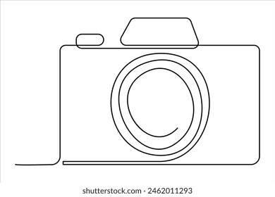 continuous single line drawing Line art of retro photo camera icon Vector illustration
