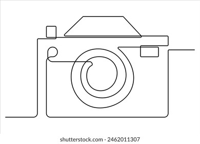 continuous single line drawing Line art of retro photo camera icon Vector illustration
