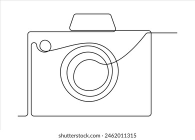continuous single line drawing Line art of retro photo camera icon Vector illustration
