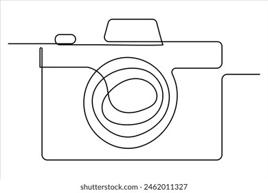 continuous single line drawing Line art of retro photo camera icon Vector illustration
