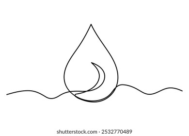 Continuous single line drawing Line art of water drop, rain drop Vector illustration