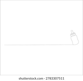 Continuous Single Line Drawing of Baby Bottle with Handle and Nipple, Modern Minimalist Contour Vector Illustration for Baby Feeding, Milk Bottle Icon, Parenting and Baby Care Concept, white background