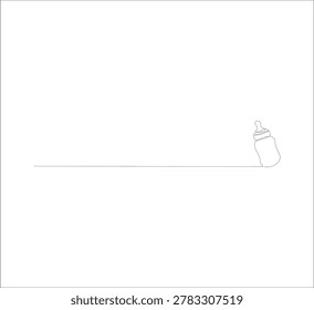 Continuous Single Line Drawing of Baby Bottle with Handle and Nipple, Modern Minimalist Contour Vector Illustration for Baby Feeding, Milk Bottle Icon, Parenting and Baby Care Concept, white background