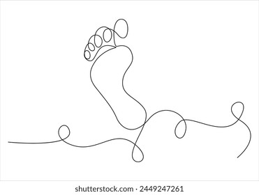 Continuous single line drawing of bare foot elegance female leg style vector illustration 
