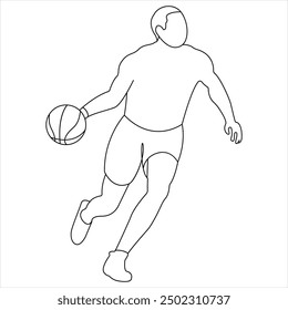 Continuous single line drawing basketball sport ball concept single line draw vector style illustration