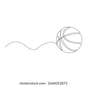 Continuous Single Line Drawing of a Basketball – Minimalist Sports Illustration and Athletic Design