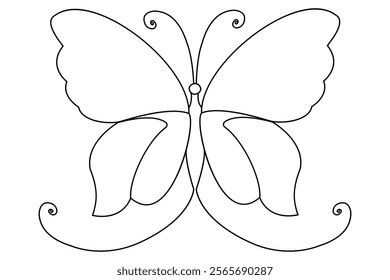 Continuous single line drawing of beautiful butterfly isolated on white background vector illustration 