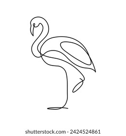 Continuous single line drawing black icon of flamingo Outline vector art.