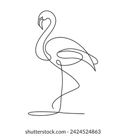 Continuous single line drawing black icon of flamingo Outline vector art.