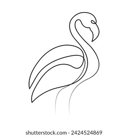 Continuous single line drawing black icon of flamingo Outline vector art.