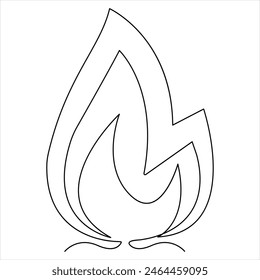 Continuous single line drawing of bonfire outline vector illustration and editable stroke