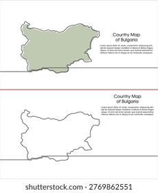 Continuous single line drawing of Bulgaria map. Map concept for Education, Travel between cities in Bulgaria, infographics, Science, Web Presentations in simple single line art style.