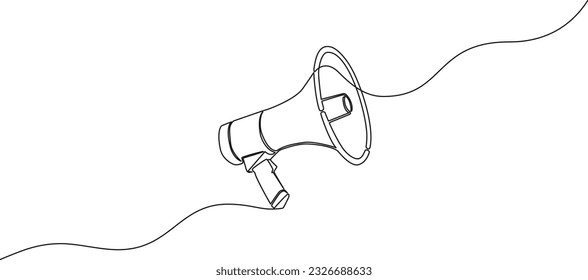 dibujo continuo de una sola línea de bullhorn, anuncio megáfono línea de concepto ilustración vectorial