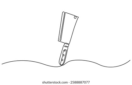 Continuous Single Line Drawing of a Butcher Knife