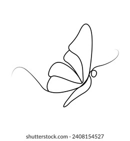 Continuous Single line drawing of  butterfly out line vector art drawing  and flying butterfly editable stroke