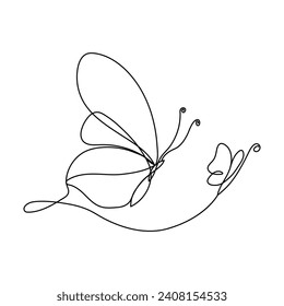 Continuous Single line drawing of  butterfly out line vector art drawing  and flying butterfly editable stroke