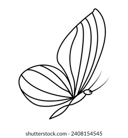 Continuous Single line drawing of  butterfly out line vector art drawing  and flying butterfly editable stroke