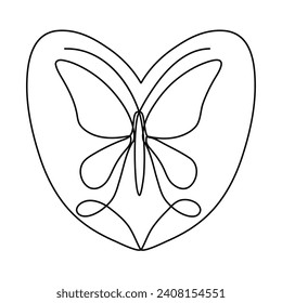 Continuous Single line drawing of  butterfly out line vector art drawing  and flying butterfly editable stroke