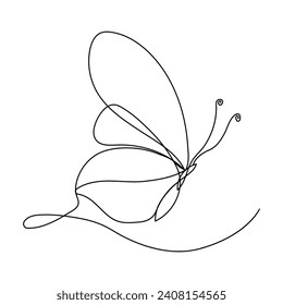 Continuous Single line drawing of  butterfly out line vector art drawing  and flying butterfly editable stroke