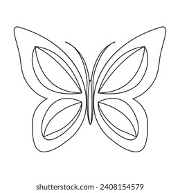 Continuous Single line drawing of  butterfly out line vector art drawing  and flying butterfly editable stroke