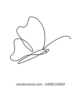 Continuous Single line drawing of  butterfly out line vector art drawing  and flying butterfly editable stroke