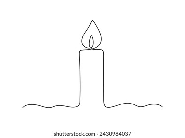 Continuous single line drawing of candle. Isolated on white background vector illustration. Free vector