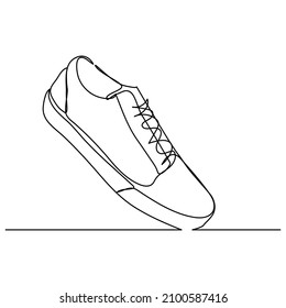 Continuous single line drawing of casual shoes.
