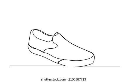 Continuous single line drawing of casual shoes.
