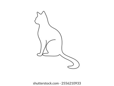 Continuous single line drawing of cat. Cat one line art vector illustration
