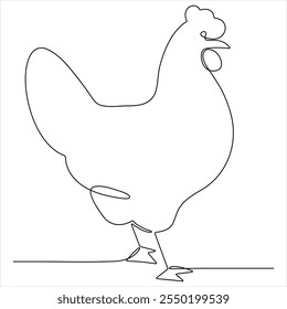 Desenho de linha única contínua de frango galinha galinha ilustração vetor de design de arte de linha simples