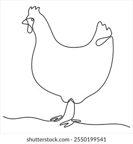 Desenho de linha única contínua de frango galinha galinha ilustração vetor de design de arte de linha simples