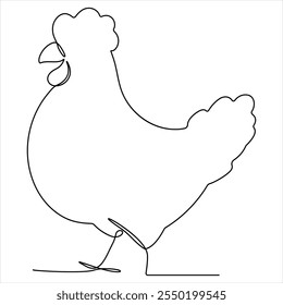 Desenho de linha única contínua de frango galinha galinha ilustração vetor de design de arte de linha simples