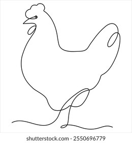 Desenho de linha única contínua de frango galinha galinha ilustração vetor de design de arte de linha simples