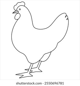 Desenho de linha única contínua de frango galinha galinha ilustração vetor de design de arte de linha simples