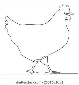 Continuous single line drawing of chicken chicken hen simple line art design vector illustration