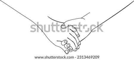 continuous single line drawing close-up of couple holding hands, line art vector illustration