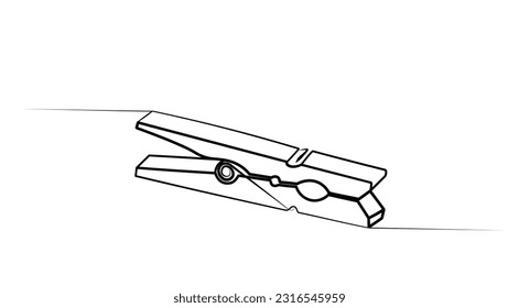 continuous single line drawing of clothespins in one line.