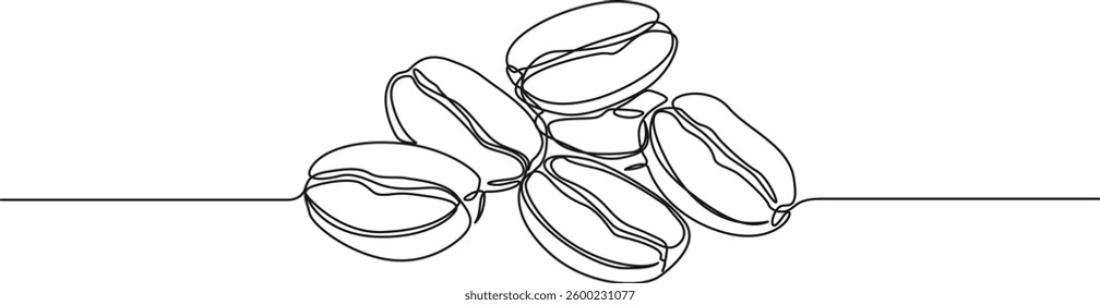 continuous single line drawing of coffee beans, line art vector illustration