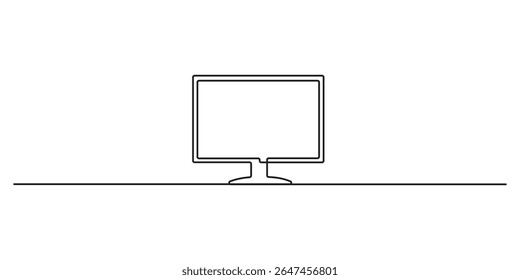 Continuous single line drawing of Computer monitors vector illustration