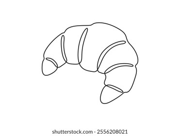 Continuous single line drawing of croissant. Isolated on white background vector illustration