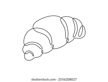 Continuous single line drawing of croissant. Isolated on white background vector illustration