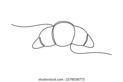 Continuous single line drawing of a croissant. Vector illustration. Pastry logo.  