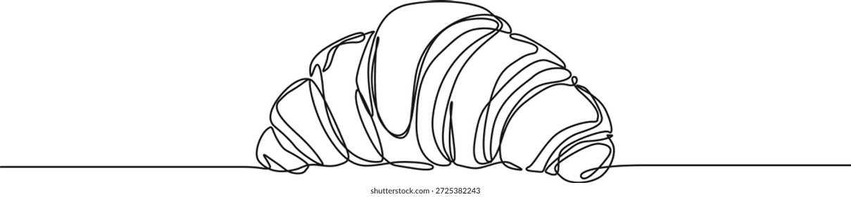 durchgehende Einzelzeilenzeichnung von Croissant, Linienkunst, Vektorgrafik