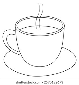 Continuous single line drawing a cup of coffee or tea Coffee simple line art drawing sketch vector illustration