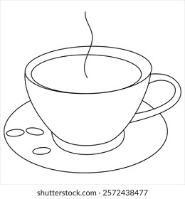 Continuous single line drawing a cup of coffee or tea Coffee sinple line art drawing sketch vector illustration