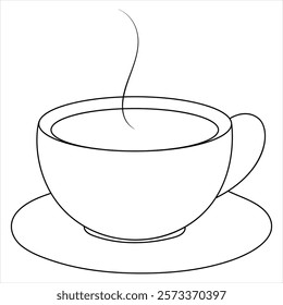 Continuous single line drawing a cup of coffee or tea Coffee single line art drawing sketch vector illustration